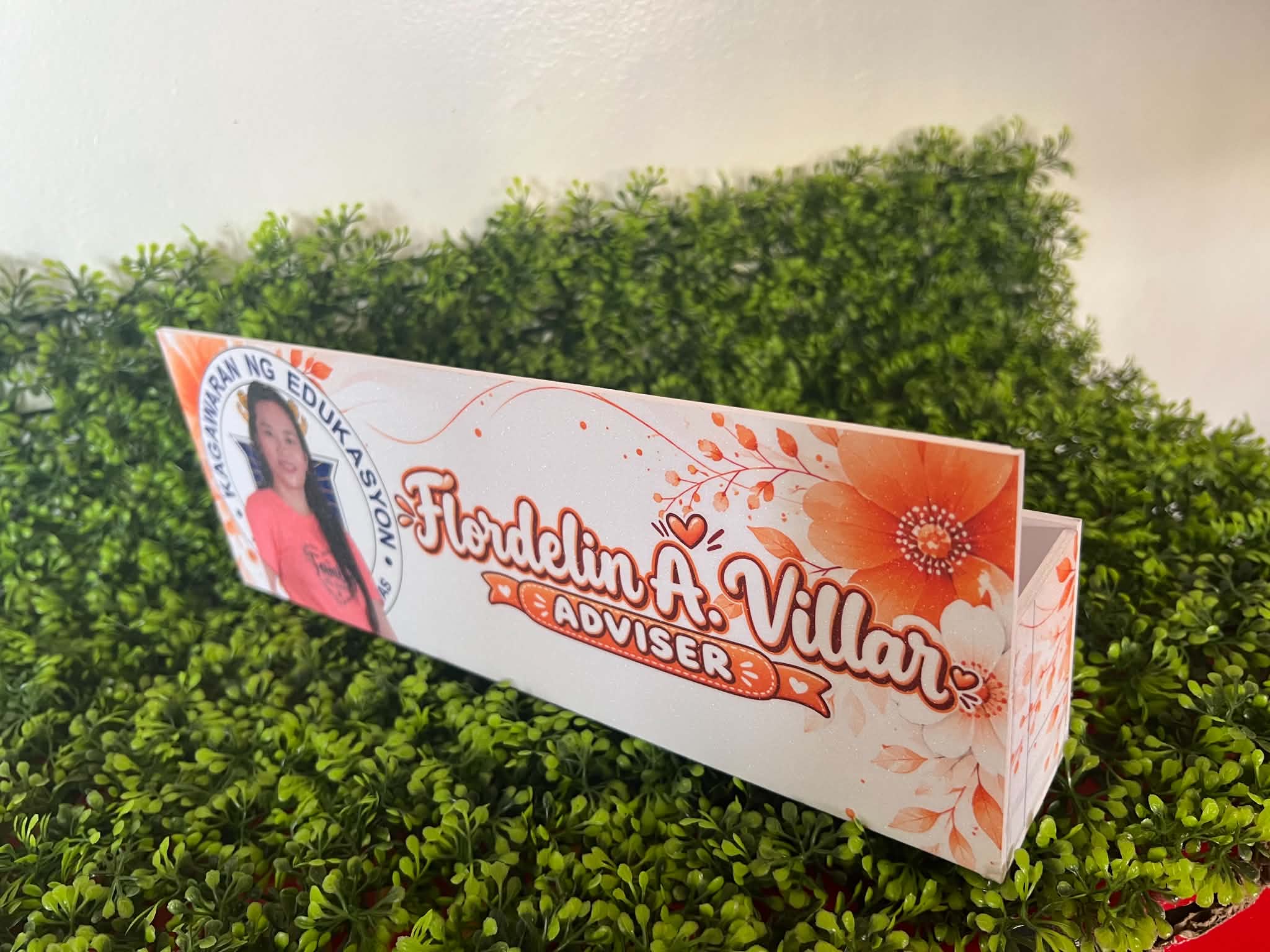 Personalized Desk Nameplate + Pen Holder + Phone Holder